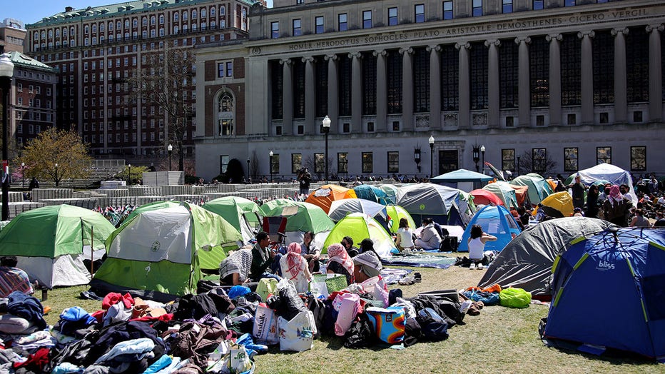 campus protests tents columbia university new york