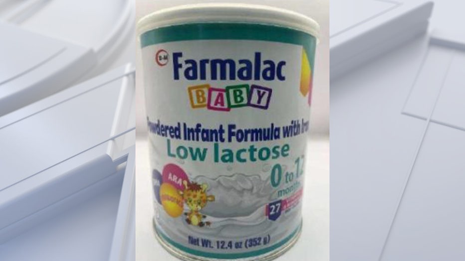 Recalled baby formula low lactose farmalac Infant 0-12.