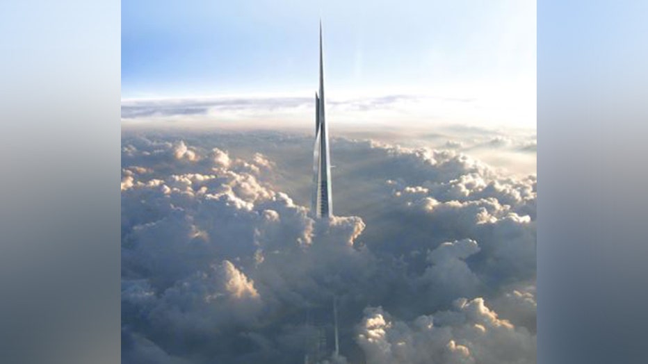jeddah tower through clouds