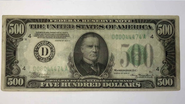 Rare $500 banknote from 1934 set for auction