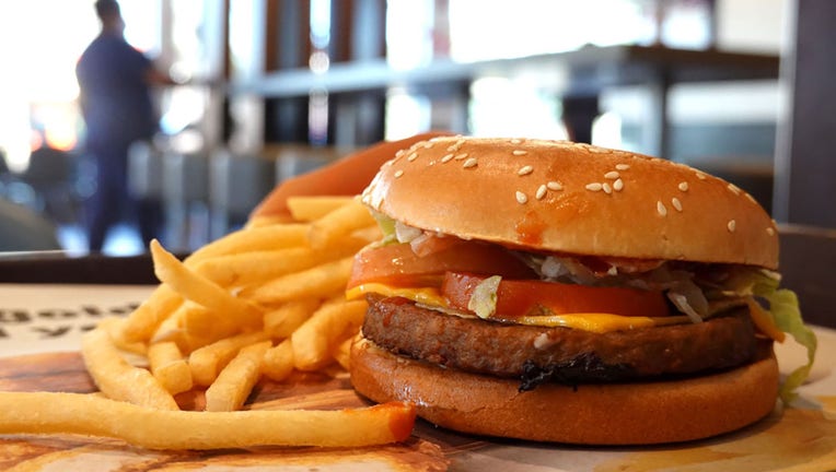 FILE - In this photo illustration, a McDonalds McPlant Beyond Meat burger is displayed with french fries at a McDonalds restaurant on February 14, 2022, in San Rafael, California. (Photo illustration by Justin Sullivan/Getty Images)
