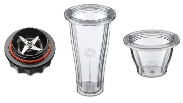 Pictured: Recalled Vitamix Ascent Series and Venturist Series Blade Base, Vitamix Ascent Series and Venturist Series 20-ounce Blending Containers, and Vitamix Ascent Series and Venturist Series 8-ounce Blending Container. (Credit: CPSC)