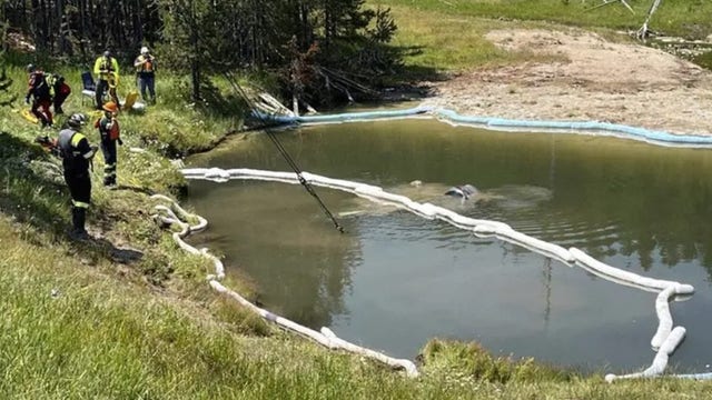 Five people escape SUV after it plunges into inactive Yellowstone geyser