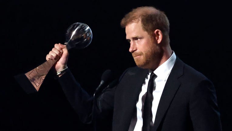 Prince Harry, Duke of Sussex, accepts the Pat Tillman Award onstage during the 2024 ESPY Awards at Dolby Theatre on July 11, 2024, in Hollywood, California. (Photo by Frazer Harrison/Getty Images)