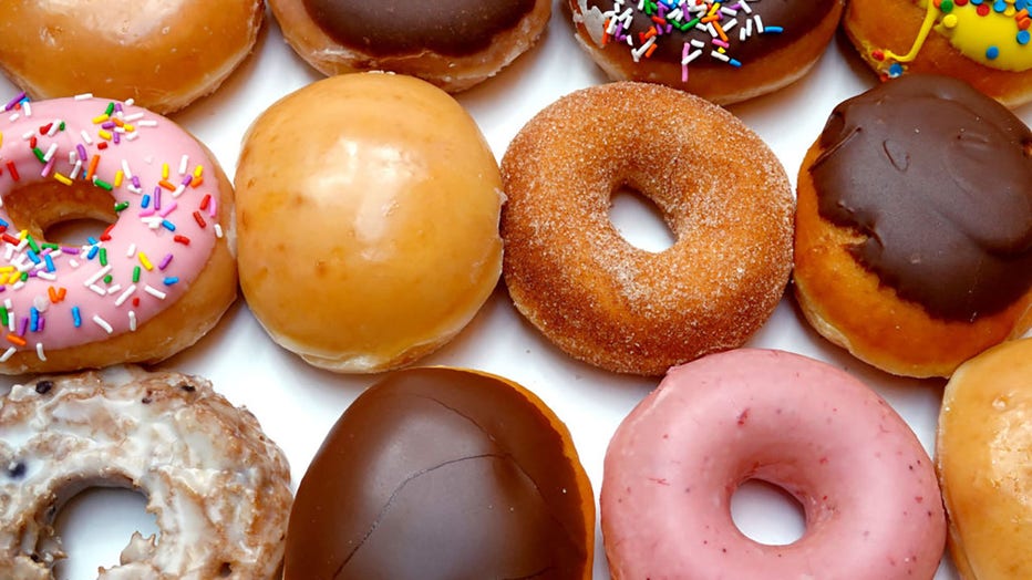 FILE - Doughnuts are sold at a Krispy Kreme store on May 5, 2021, in Chicago, Illinois. (Photo Illustration by Scott Olson/Getty Images)