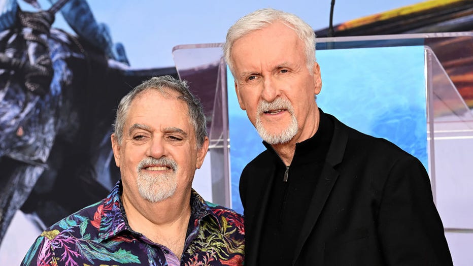 FILE - Jon Landau and James Cameron are seen at the Hand and Footprint Ceremony for Director James Cameron and Producer Jon Landau held at TCL Chinese Theatre on January 12, 2023, in Hollywood, California. (Photo by Albert L. Ortega/Getty Images)