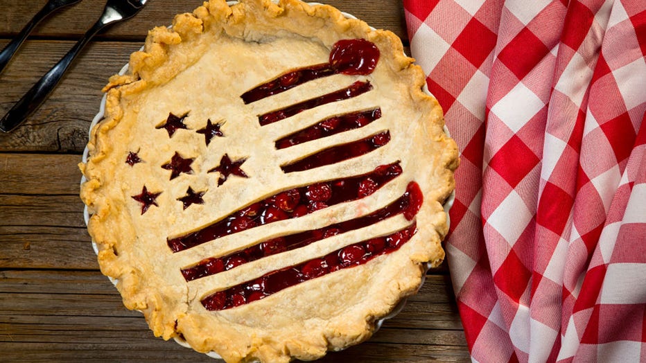 FILE - An American-flag themed cherry pie is shown on June 27, 2019, in Houston, Texas. (Photo by Brett Comer/Houston Chronicle via Getty Images)