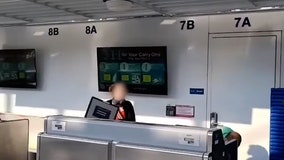 Watch: Irate passenger hurls computer at Frontier staff after missing flight