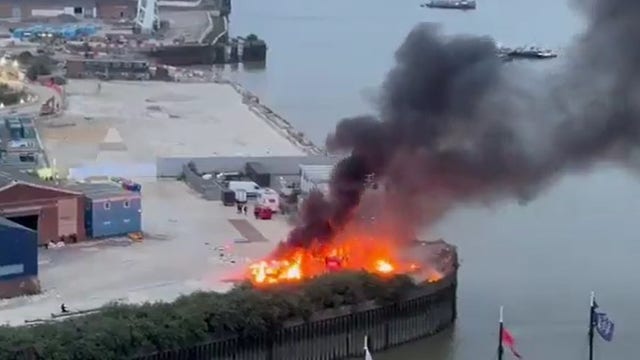 Film set explosion sparks fire near London’s O2 Arena