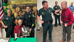 Paralyzed Florida deputy regains movement, walks into his retirement party