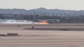 Video: Frontier flight lands in Vegas with fire in one engine