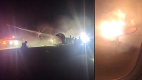 Video: Plane wing catches fire during terrifying landing