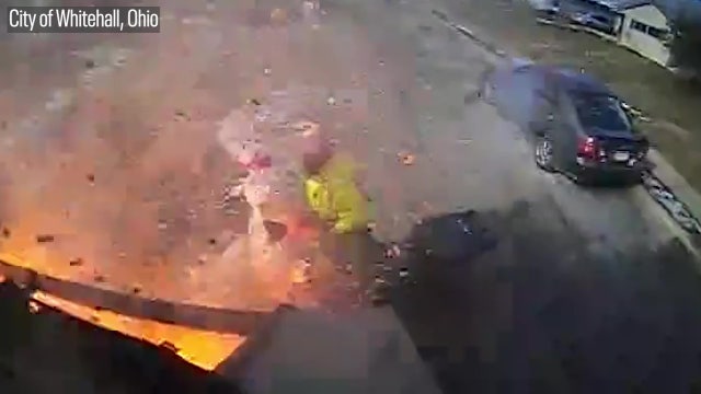 Watch: Garbage truck explosion is 'close call' for Ohio trash crew