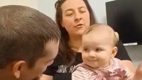 'She just lit up': Baby born deaf hears parents for 1st time after cochlear implants