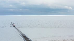 Watch: Drone video shows ice-covered Lake Michigan