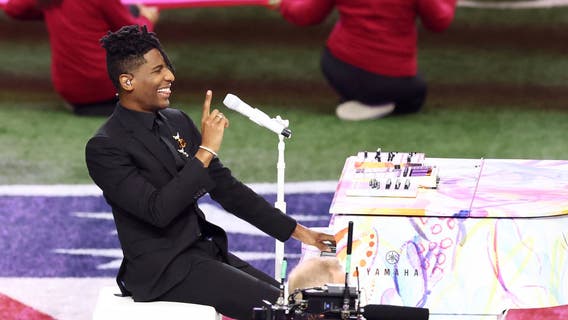 Jon Batiste delivers stirring national anthem at Super Bowl
