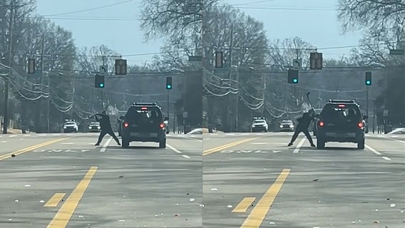 Apparent road-rage axe attack caught on camera; suspect on the run