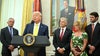 Press rushed out of Oval Office during Dr. Oz swearing in ceremony at White House