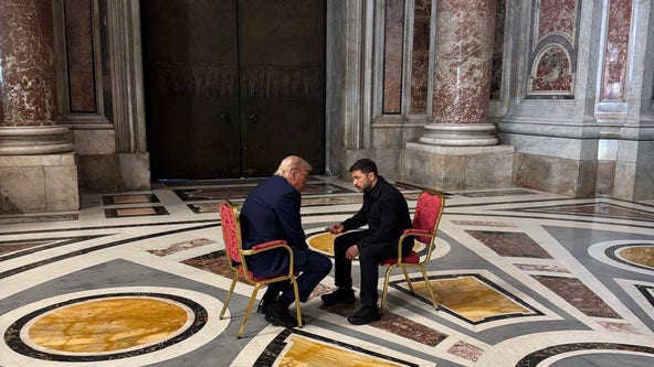 Trump has ‘brief meeting’ with Zelenskyy before attending pope’s funeral