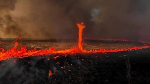 See it: 'Firenado' spins through burning Iowa field sparked by lightning