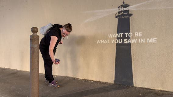 Shadow becomes art in Banksy’s latest street mural