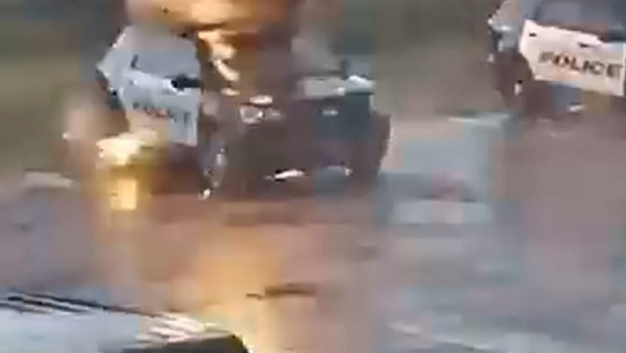 Watch: Lightning bolt blasts police cruiser