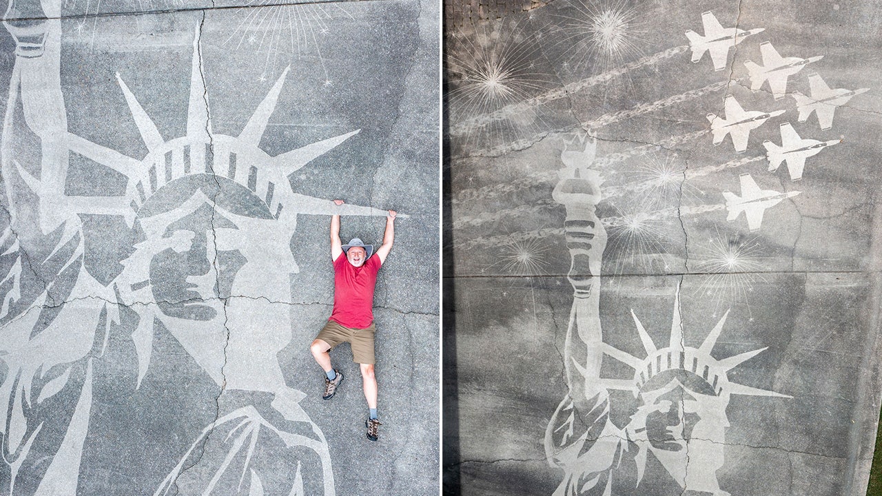 Alabama man shares patriotic pressure washer art: 'Happy