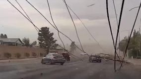 Watch: Las Vegas car crushed by power poles during windstorm with 60-70 mph gusts