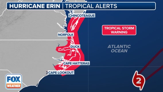 Hurricane Erin slams North Carolina, Virginia coasts with strong winds, powerful waves, dangerous rip currents