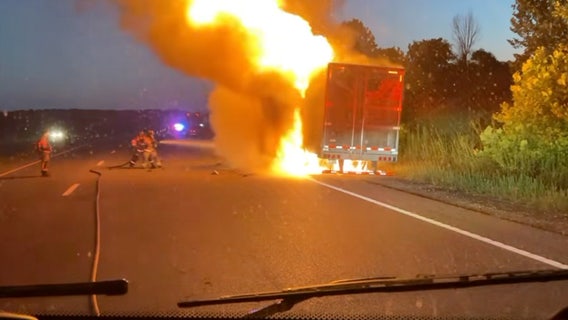 Truck fire burns 40,000 pounds of rib-eye steaks: 'Total loss'