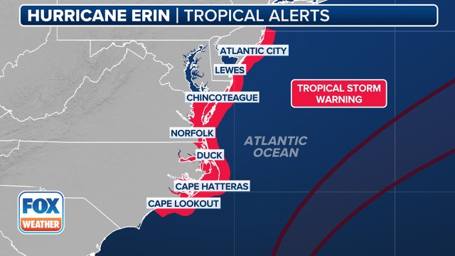 Hurricane Erin making closest approach to US with massive waves, dangerous rip currents