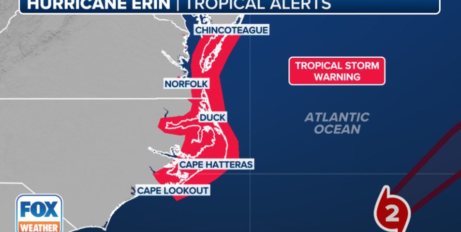 Hurricane Erin slams North Carolina, Virginia coasts with strong winds, powerful waves, dangerous rip currents