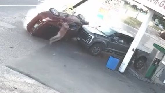 Nebraska man narrowly avoids getting run over by out-of-control vehicle at gas station