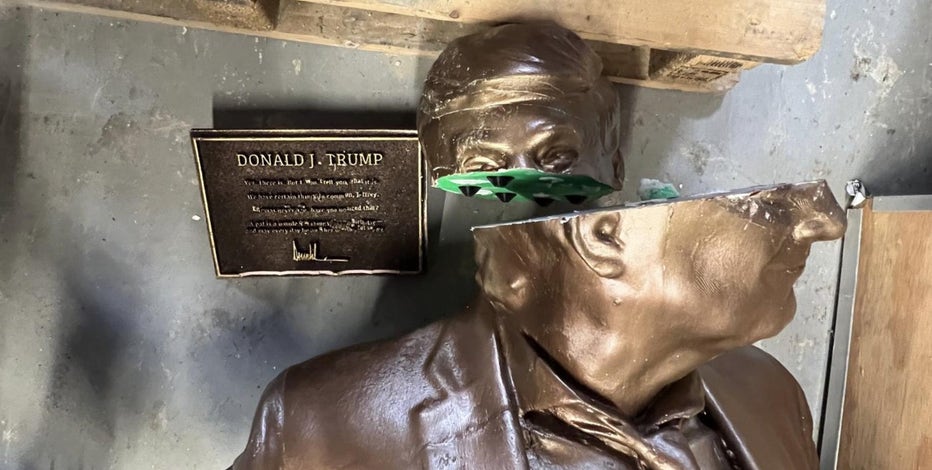 Statue of Donald Trump and Jeffrey Epstein removed from National