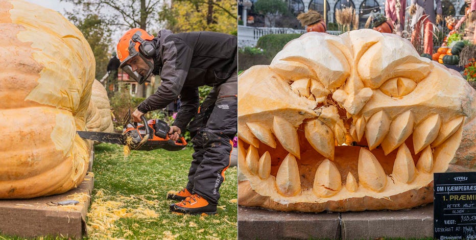 Photos: Giant, award-winning pumpkins transformed into Jack-o