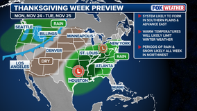 Two storms loom over busy Thanksgiving Week, potentially impacting millions of travelers