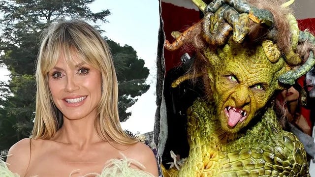 Heidi Klum transforms into mythological Medusa for Halloween with hand-painted bodysuit