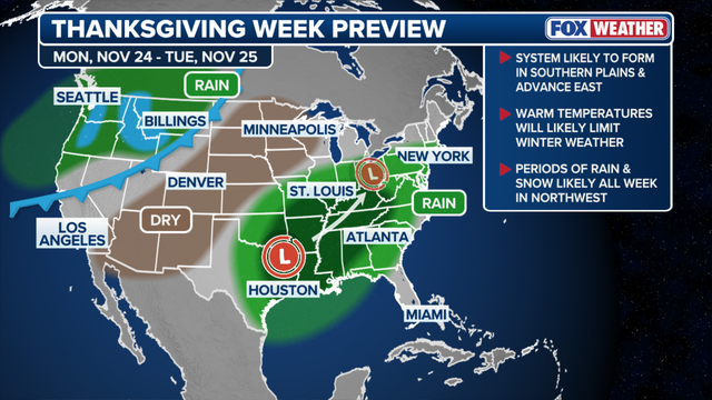 Two storms loom over busy Thanksgiving Week, potentially impacting millions of travelers