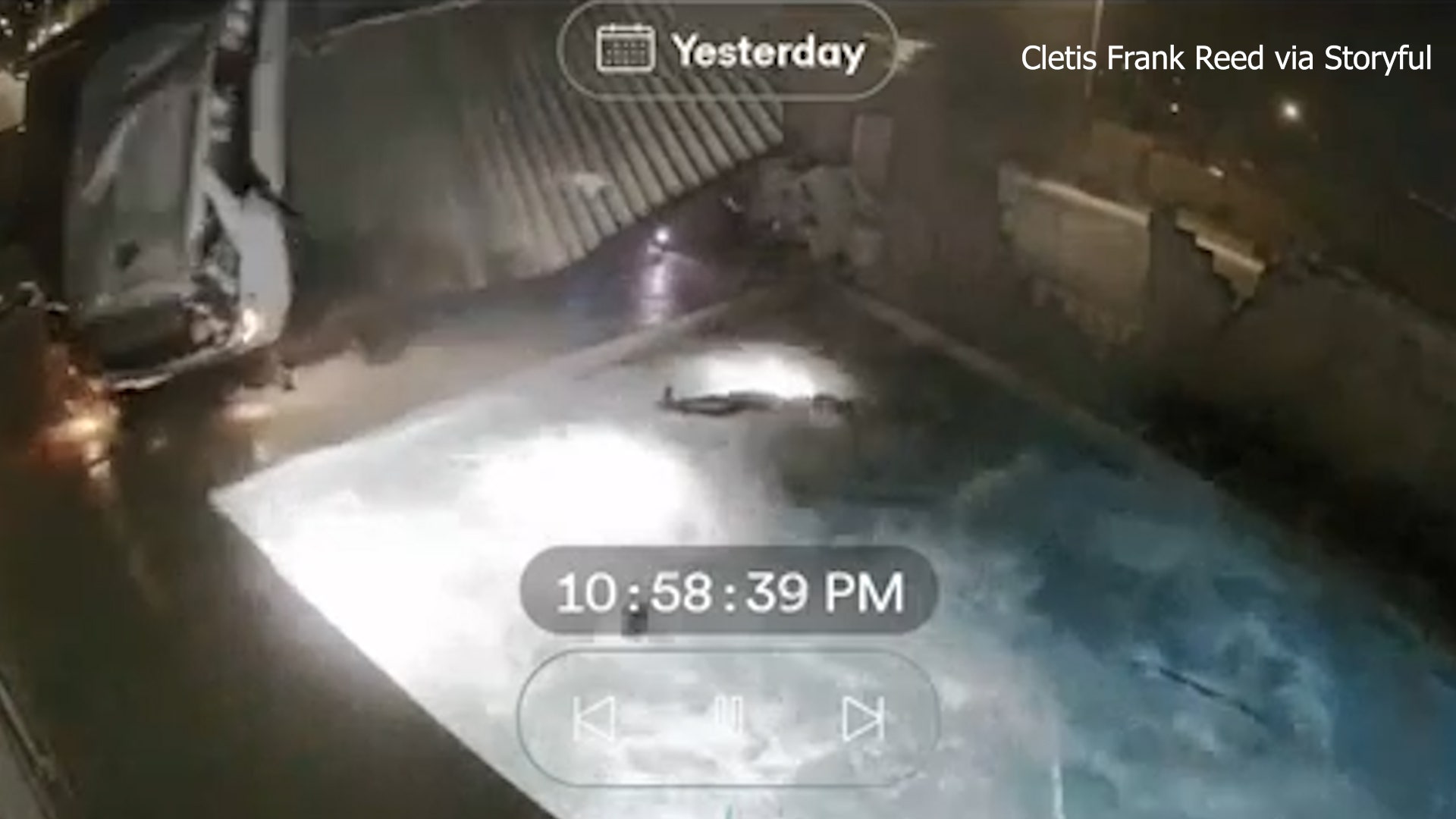 Wild video shows speeding car going airborne, ejects driver into backyard pool