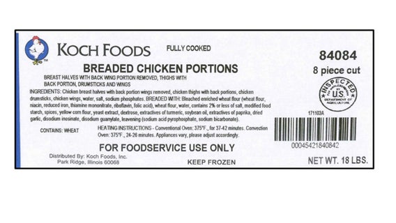 Suzanna’s Kitchen bone-in breaded chicken recalled due to undeclared allergen