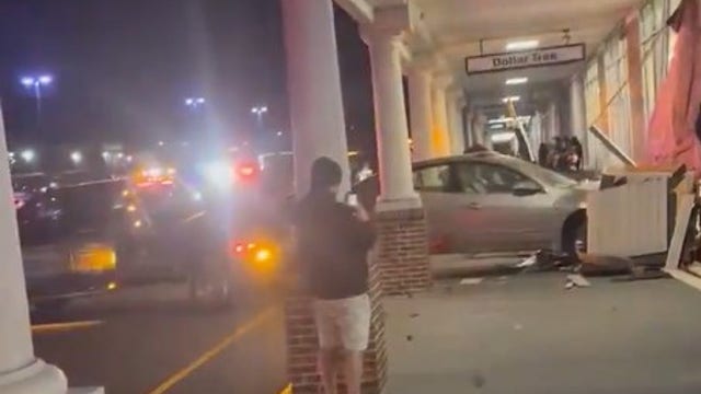 Car smashes into Massachusetts Dollar Tree; Elderly driver suffers minor injuries
