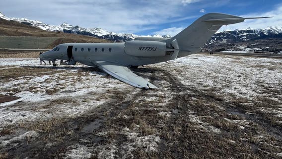 Private jet skids 300 yards off Colorado runway, sustains severe damage in violent crosswind