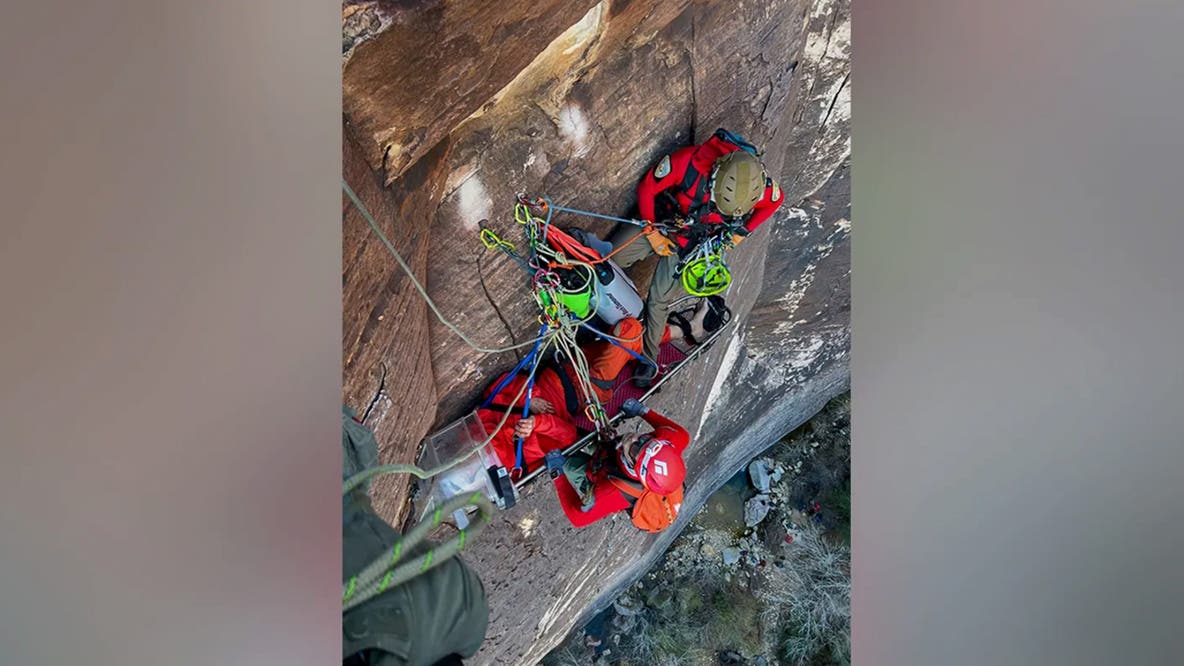 Las Vegas first responders conduct seven-hour rescue of injured climber stranded 600 feet up rock face