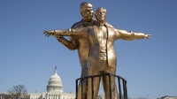 ‘Titanic-inspired’ statue of Trump, Epstein pops up in DC
