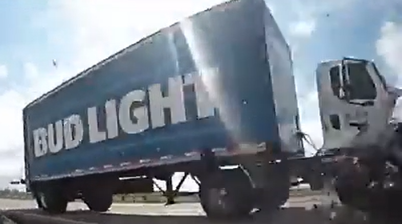 Watch: Stolen Bud Light truck chase ends in crash with deputy’s patrol car