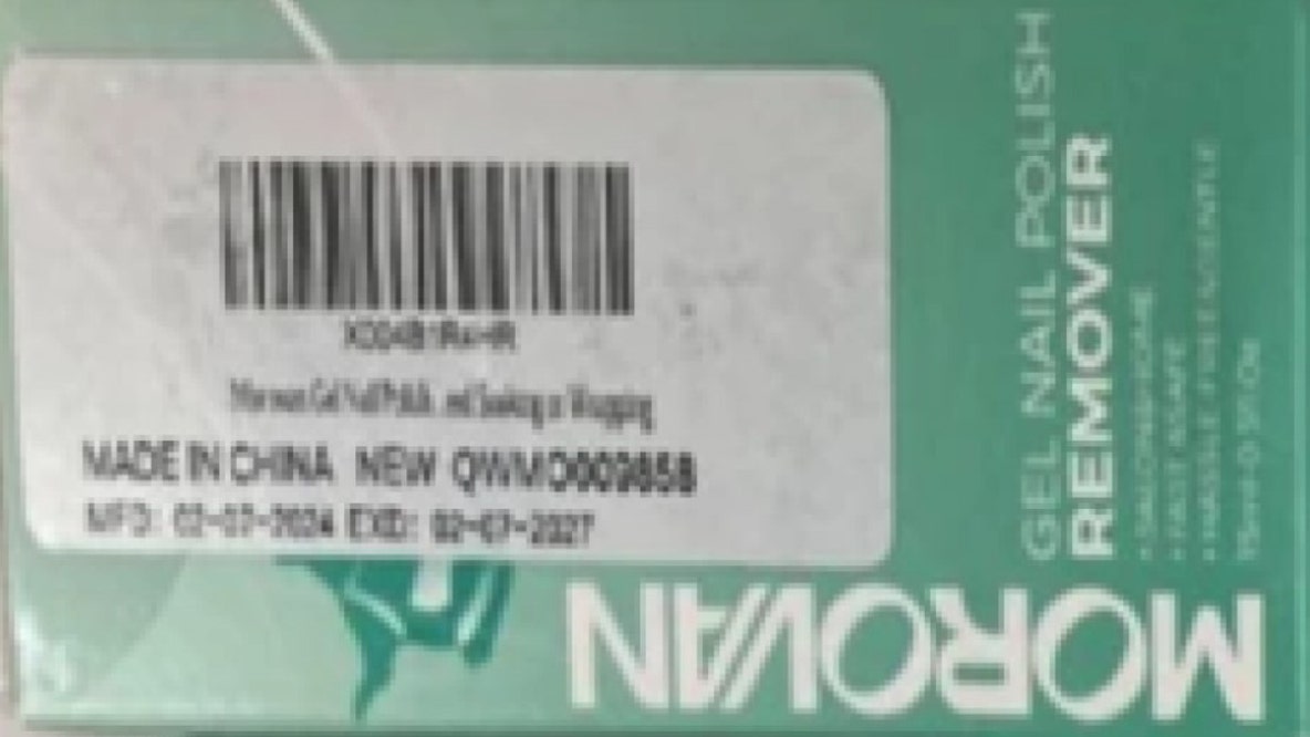 Morovan nail polish remover sold on Amazon recalled due to containing hazardous substances