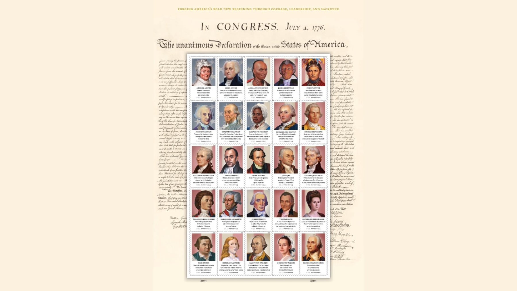 America 250: US Postal Service releases 'Figures of the American Revolution' forever stamps