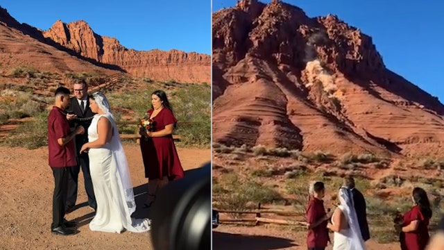 Watch: Rockslide incredibly interrupts wedding in Mojave Desert