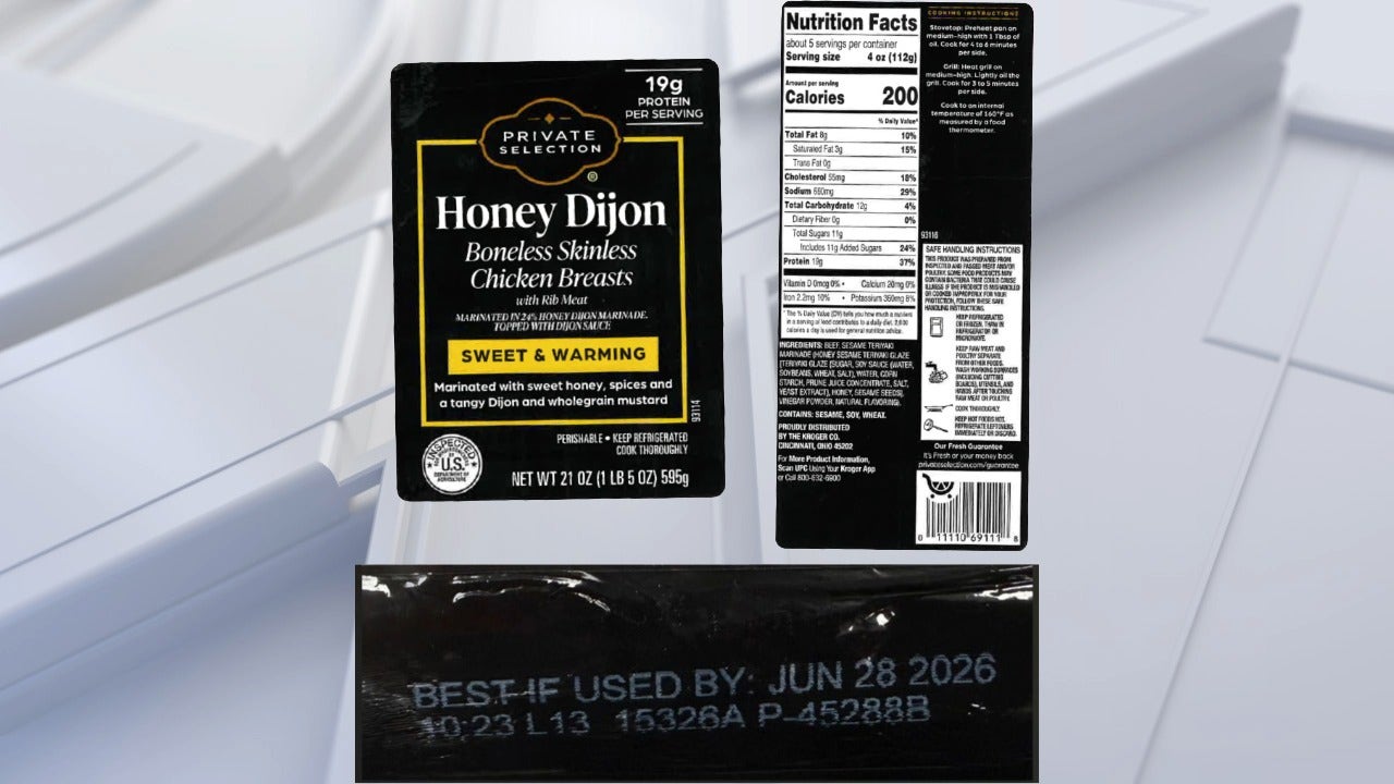 USDA issues health alert for boneless chicken breast product sold at Kroger and Fred Meyer stores