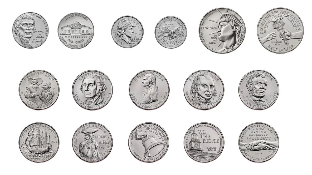 America 250: US Mint releases updated nickels, dimes, quarters, and half dollar for nation's anniversary
